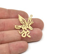 Brass Bird Charm, 6 Raw Brass Bird And Snake Charms With 1 Loop, Findings (40x24x0.60mm) SMP1921