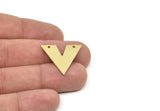 Brass V Shape, 6 Raw Brass V Shaped Charms With 2 Holes (22x25x1mm) SMP1923