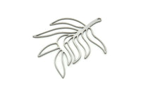 Steel Leaf Charm, Stainless Steel Branch Charms With 1 Loop, Charm Pendants (44x36x0.80mm) SMP1937