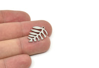 Steel Leaf Charm, Stainless Steel Branch Charms With 1 Loop, Charm Pendants (23x16x0.80mm) SMP1938