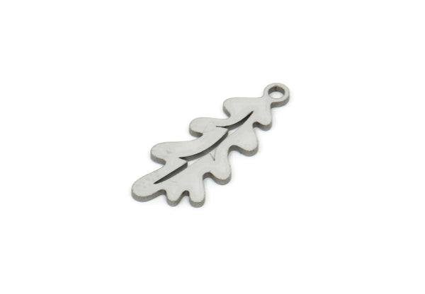Steel Leaf Charm, Stainless Steel Leaf Charms With 1 Loop, Charm Pendants (20x8x0.80mm) SMP1942
