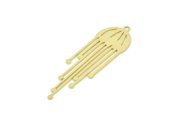 Brass Jellyfish Charm, Raw Brass Jellyfish Charms With 1 Loop, Charm Pendants (45x13x0.60mm) SMP1950