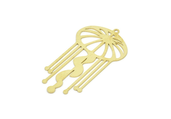 Brass Jellyfish Charm, Raw Brass Jellyfish Charms With 1 Loop, Charm Pendants (43x23x0.60mm) SMP1948