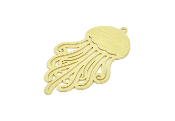 Brass Jellyfish Charm, Raw Brass Jellyfish Charms With 1 Loop, Charm Pendants (41x24x0.60mm) SMP1949