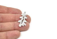 Steel Leaf Charm, Stainless Steel Leaf Charms With 1 Loop, Charm Pendants (37x16x0.80mm) SMP1953