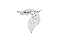 Steel Leaf Charm, Stainless Steel Leaf Charms With 1 Loop, Charm Pendants (29x42x0.80mm) SMP1945