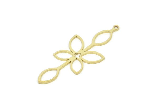 Brass Leaf Charm, Raw Brass Leaf Charms With 1 Loop, Leaf Earrings (44x17x0.80mm) SMP1946