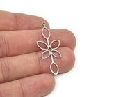Steel Leaf Charm, Stainless Steel Leaf Charms With 1 Loop, Charm Pendants (44x17x0.80mm) SMP1946