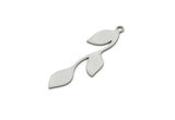 Steel Leaf Charm, Stainless Steel Leaf Charms With 1 Loop, Charm Pendants (33x10x0.80mm) SMP1955