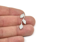 Steel Leaf Charm, Stainless Steel Leaf Charms With 1 Loop, Charm Pendants (33x10x0.80mm) SMP1955