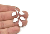 Steel Leaf Charm, Stainless Steel Leaf Charms With 1 Loop, Charm Pendants (46x29x0.80mm) SMP1966