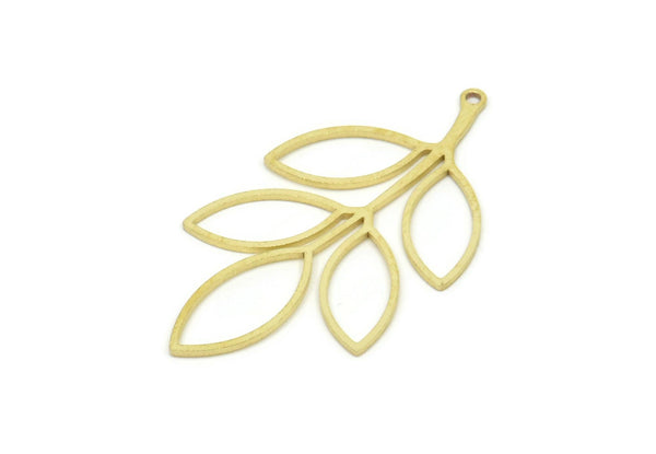 Brass Leaf Charm, Raw Brass Leaf Charms With 1 Loop, Leaf Earrings (45x24x0.80mm) SMP1964