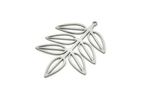 Steel Leaf Charm, Stainless Steel Leaf Charms With 1 Loop, Charm Pendants (43x29x0.80mm) SMP1979