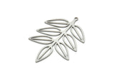 Steel Leaf Charm, Stainless Steel Leaf Charms With 1 Loop, Charm Pendants (43x29x0.80mm) SMP1979