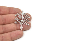 Steel Leaf Charm, Stainless Steel Leaf Charms With 1 Loop, Charm Pendants (43x29x0.80mm) SMP1979