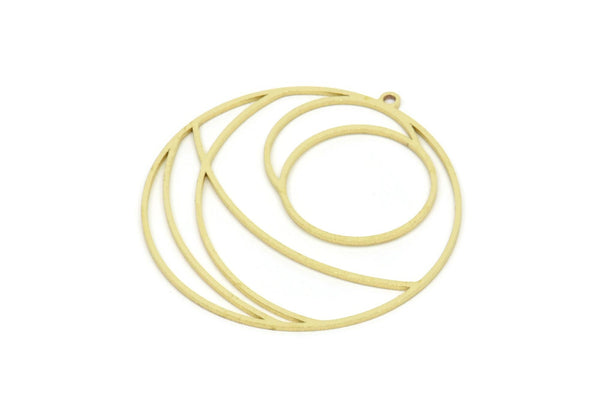 Brass Geometric Charm, Raw Brass Round Shaped Charm With 1 Loop, Findings (40x39x0.80mm) SMP1971