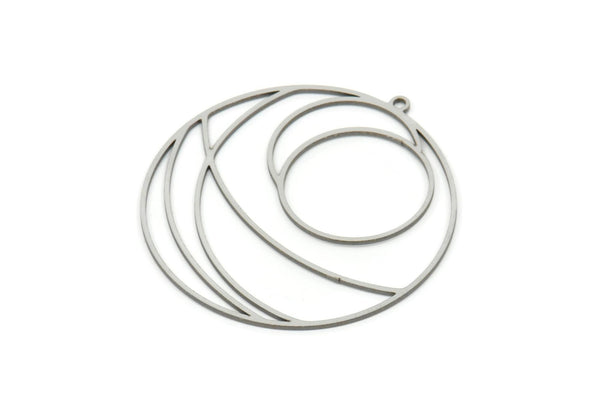 Steel Geometric Charm, Stainless Steel Round Charms With 1 Loop (40x39x0.80mm) SMP1971