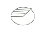 Steel Geometric Charm, Stainless Steel Round Charms With 1 Loop (38.5x36x0.80mm) SMP1972