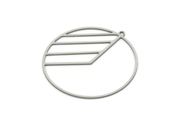 Steel Geometric Charm, Stainless Steel Round Charms With 1 Loop (38.5x36x0.80mm) SMP1972