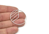 Steel Geometric Charm, Stainless Steel Round Charms With 1 Loop (38.5x36x0.80mm) SMP1972