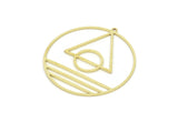 Brass Geometric Charm, Raw Brass Round Shaped Charm With 1 Loop, Findings (39x37x0.80mm) SMP1970