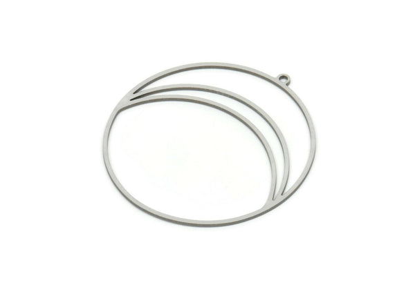 Steel Geometric Charm, Stainless Steel Round Charms With 1 Loop (40x38x0.80mm) SMP1958
