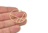 Pirinç Geometrik Charm, 1 Döngülü Ham Pirinç Yuvarlak Şekilli Charm, Bulgular (40x38x0,80 mm) SMP1959