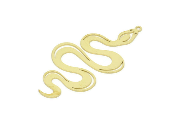 Brass Snake Charm, Raw Brass Snake Charms With 1 Loop, Snake Earrings (50x25x0.60mm) SMP1960