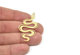 Brass Snake Charm, Raw Brass Snake Charms With 1 Loop, Snake Earrings (50x25x0.60mm) SMP1960