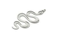Steel Snake Charm, Stainless Steel Snake Charms With 1 Loop, Pendants, Findings (50x25x0.80mm) SMP1960