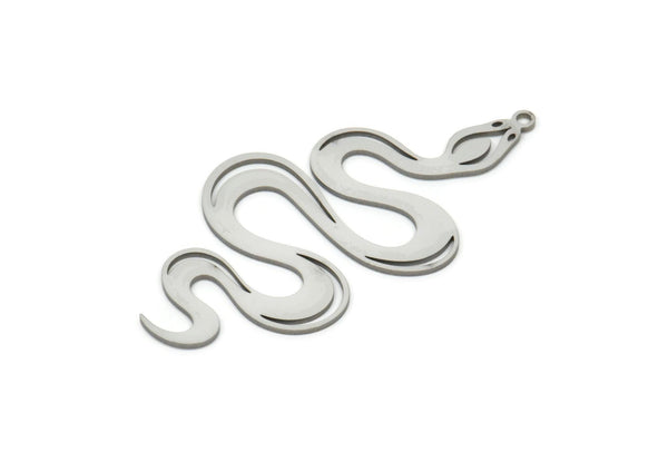 Steel Snake Charm, Stainless Steel Snake Charms With 1 Loop, Pendants, Findings (50x25x0.80mm) SMP1960