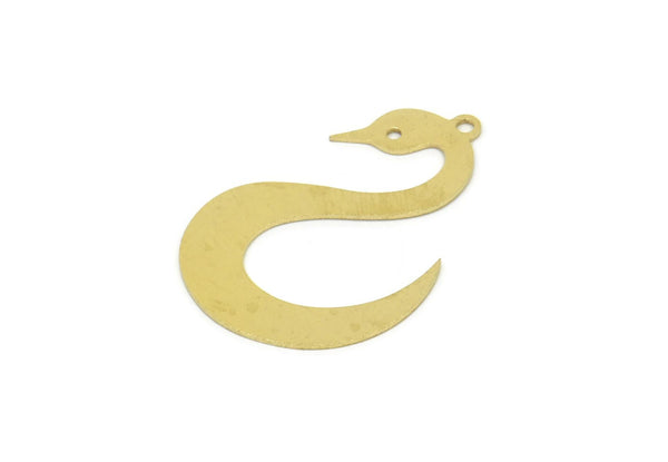Brass Swan Charm, Raw Brass Swan Shaped Charms With 1 Loop, Findings (30x20x0.60mm) SMP1975