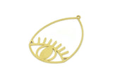Brass Drop Charm, Raw Brass Eye Charms With 1 Loop, Findings (44x30x0.80mm) SMP1974
