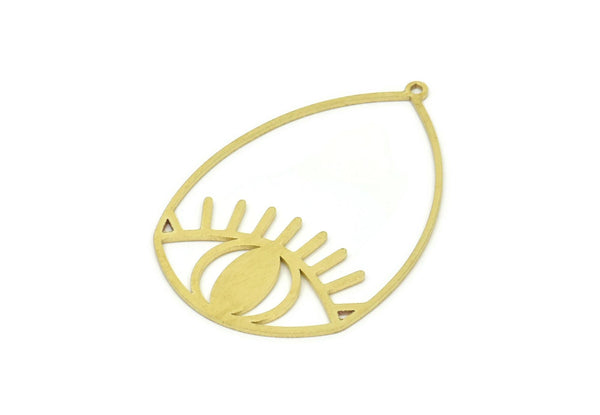 Brass Drop Charm, Raw Brass Eye Charms With 1 Loop, Findings (44x30x0.80mm) SMP1974