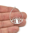 Steel Drop Charm, Stainless Steel Eye Charms With 1 Loop, Findings (44x30x0.80mm) SMP1974