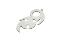 Steel Irregular Charm, Stainless Steel Irregular Shaped Charms With 1 Loop, Charm Pendants (41x20x0.80mm) SMP1963