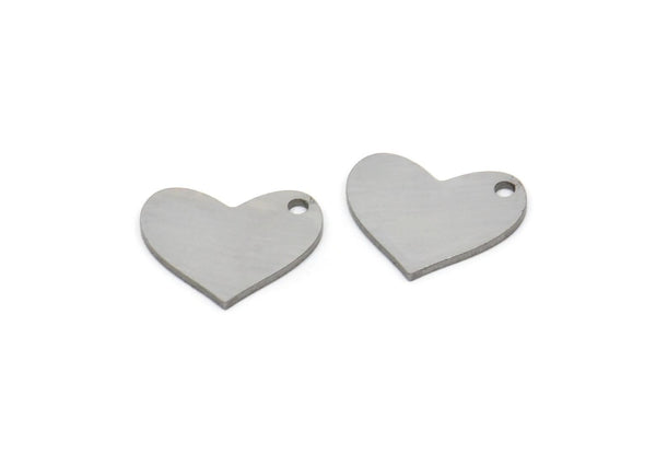 Steel Heart Charm, Stainless Steel Heart Charms With 1 Hole, Earrings, Pendants (11x13x0.80mm) SMP1847