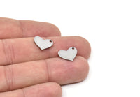 Steel Heart Charm, Stainless Steel Heart Charms With 1 Hole, Earrings, Pendants (11x13x0.80mm) SMP1847