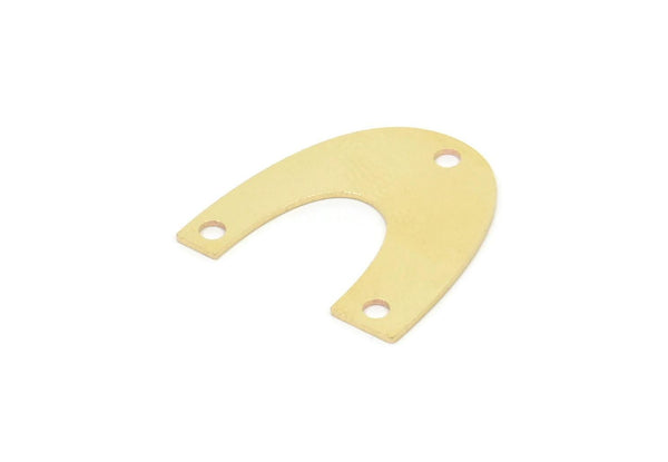 Brass Charm, Raw Brass, Brass Pendants, Charm Pendants, U Shaped Charms, Brass Semi Circle Charms With 3 Holes (20x19.5x0.60mm) SMP1994