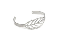 Adjustable Bangle Bracelet, Stainless Steel Flat Bracelet With 2 Holes, Steel Bracelet, Steel Bracelet Leaf Bangle (145x19x6x0.80mm) SMP1988
