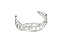 Adjustable Bangle Bracelet, Stainless Steel Flat Bracelet With 2 Holes, Steel Bracelet, Steel Bracelet Leaf Bangle (145x19x0.80mm) SMP1989