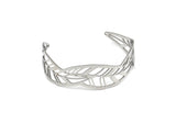 Adjustable Bangle Bracelet, Stainless Steel Flat Bracelet With 2 Holes, Steel Bracelet, Steel Bracelet Leaf Bangle (145x19x0.80mm) SMP1989