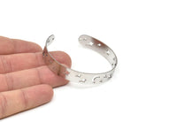 Steel Star Bracelet, Stainless Steel Flat Bracelet With 2 Holes, North Star Patterned Bangle, Bracelet Bangle (157x10x0.80mm) SMP1999