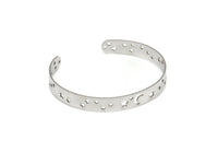 Steel Star Bracelet, Stainless Steel Flat Bracelet With 2 Holes, Steel Star Patterned Bangle, Bracelet Bangle (157x8x0.80mm) SMP2000
