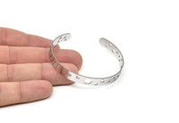 Steel Bracelet, Stainless Steel Flat Bracelet With 2 Holes, Steel Geometric Patterned Bangle, Bracelet Bangle (157x8x0.80mm) SMP2003