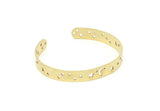 Brass Star Bracelet, Raw Brass Flat Star Patterned Bracelet With 2 Holes, Bracelet Findings, Bangle Findings (157x8x1mm) SMP2006