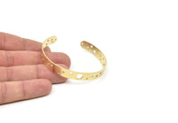 Brass Bracelet, Raw Brass Flat Geometric Patterned Bracelet With 2 Holes, Bracelet Findings, Bangle Findings (157x8x1mm) SMP2008