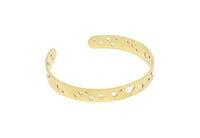 Brass Heart Bracelet, Raw Brass Flat Heart Patterned Bracelet, Bracelet Findings, Bangle Findings (157x8x1mm) SMP2009