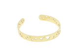 Brass Heart Bracelet, Raw Brass Flat Heart Patterned Bracelet With 2 Holes, Bracelet Findings, Bangle Findings (157x8x1mm) SMP2010