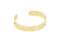 Brass Star Bracelet, Raw Brass Flat North Star Patterned Bracelet With 2 Holes, Bracelet Findings, Bangle Findings (157x10x1mm) SMP2011